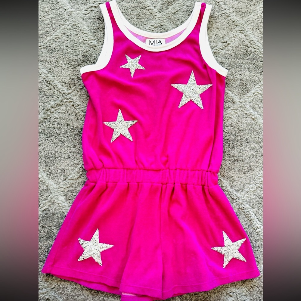 MIA New York Pink with Silver Studded/Crystal Stars Romper YM